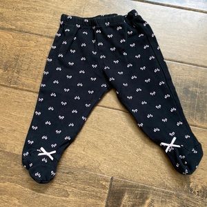 6M Black Pink bow Footie leggings